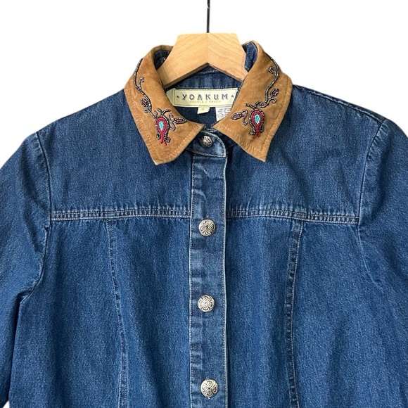 Vintage Double D Ranch Denim Concho Button Reversible Collar Jacket Small - Picture 3 of 16